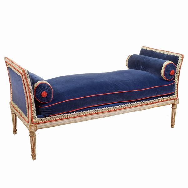 A French carved and lacquered wooden bench