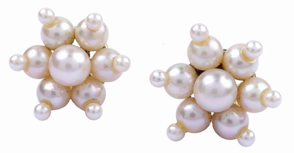 18kt gold and cultured pearls earstuds