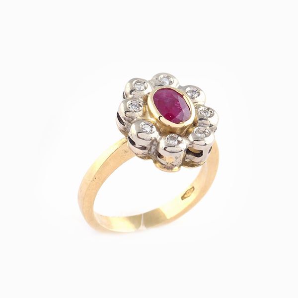 Anello in oro giallo 18kt con rubino