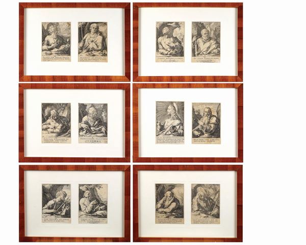 A set of six antique etchings