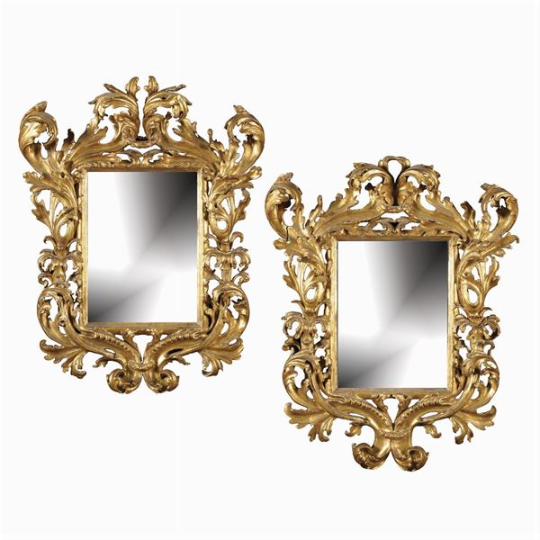A pair of Italian giltwood mirrors  (Rome, 19th century)  - Auction Fine Art from Villa Astor and other private collections - Colasanti Casa d'Aste