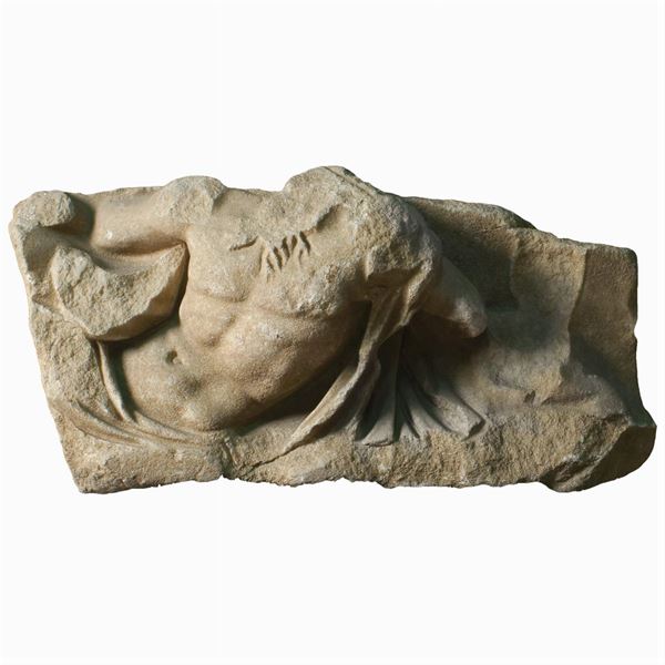 A marble fragment of a Roman sarcophagus