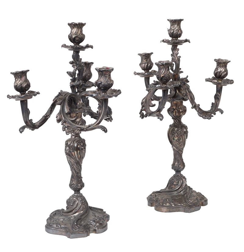 Coppia di Candelabri a Quattro Luci